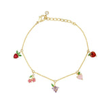 Multicolor Crystal Fruit Charm Bracelets for Women Grapes Chain Bangles