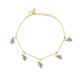 Multicolor Crystal Fruit Charm Bracelets for Women Grapes Chain Bangles