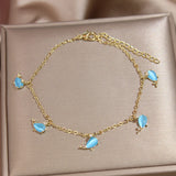 Multicolor Opal Dolphin Charm Bracelet Crystal Fish Star Chain Bangle Girl Gift