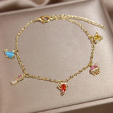 Multicolor Opal Dolphin Charm Bracelet Crystal Fish Star Chain Bangle Girl Gift