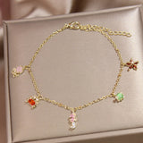 Multicolor Opal Dolphin Charm Bracelet Crystal Fish Star Chain Bangle Girl Gift