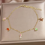 Multicolor Opal Dolphin Charm Bracelet Crystal Fish Star Chain Bangle Girl Gift