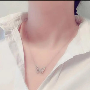Crystal Austrian Necklace Charm CZ Butterfly Pendant Bling Jewelry for Women
