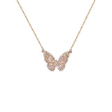 Ins Zirconia Butterfly Necklace Bling CZ Rose Butterfly Pendant