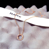 Ins Hot Shine Circle Women Necklace Micro Inlaid Cubic Zircon High Lady Clavicle