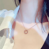 Ins Hot Shine Circle Women Necklace Micro Inlaid Cubic Zircon High Lady Clavicle