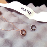 Ins Hot Shine Circle Women Necklace Micro Inlaid Cubic Zircon High Lady Clavicle
