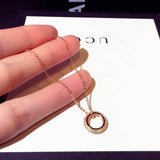 Ins Hot Shine Circle Women Necklace Micro Inlaid Cubic Zircon High Lady Clavicle