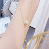Ins Hot Pearl Round Necklace Adjustable Clavicle Rope Water Drop Party Necklace