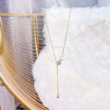 Ins Hot Pearl Round Necklace Adjustable Clavicle Rope Water Drop Party Necklace