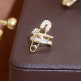 Shining Paper Clip Women Earring Pave Bling Zircon Creative Ear Bone Clip