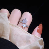 Tiny Rainbow & Star Open Ring, Zircon Adjustable Engagement Bague