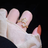 Tiny Rainbow & Star Open Ring, Zircon Adjustable Engagement Bague