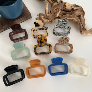 Square Hollow Marbling Hair Clip Claw Acetic Acid Colorful Small Shark Clip