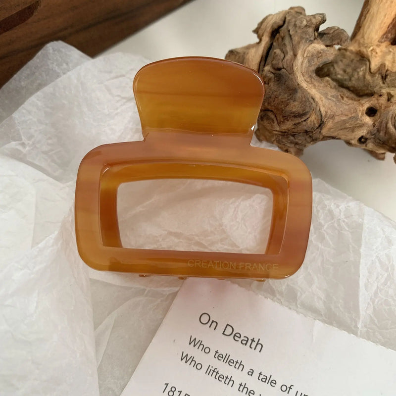 Square Hollow Marbling Hair Clip Claw Acetic Acid Colorful Small Shark Clip