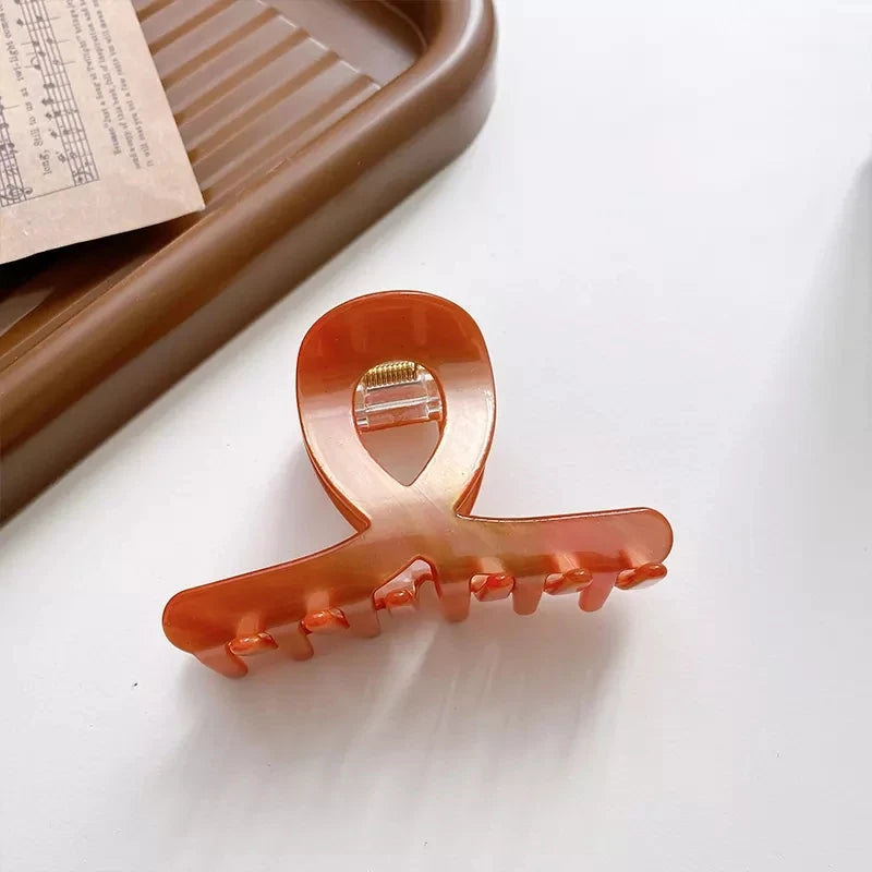 Medium Cross Hollow Pealescent Glossy Hair Clip Claw
