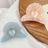 Acetic Acid Shell Hair Clip Claw, Love Scalloped Design