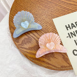 Acetic Acid Shell Hair Clip Claw, Love Scalloped Design