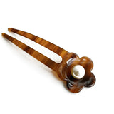 French Style 13.5CM Acetate Hair Sticks Retro Flower Pearl U Shaped Hairpins