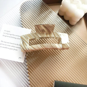 Large Square Hollow Hair Clip Claw Cream Stripe Acetic Acid Shark Clip