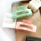 Large Square Hollow Hair Clip Claw Cream Stripe Acetic Acid Shark Clip
