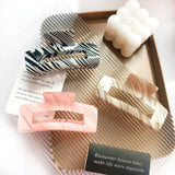 Large Square Hollow Hair Clip Claw Cream Stripe Acetic Acid Shark Clip