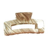 Large Square Hollow Hair Clip Claw Cream Stripe Acetic Acid Shark Clip