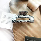 Large Square Hollow Hair Clip Claw Cream Stripe Acetic Acid Shark Clip