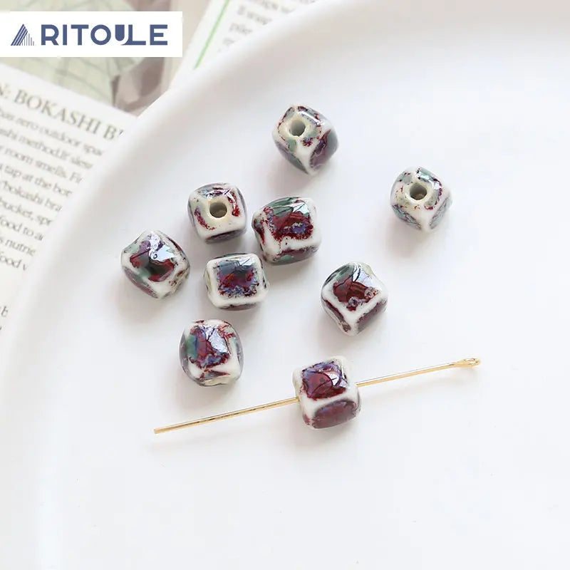 Japanese Ceramic Retro Square Beads DIY Jewelry Bracelet Necklace Accessories