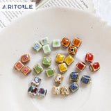 Japanese Ceramic Retro Square Beads DIY Jewelry Bracelet Necklace Accessories