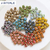 Japanese Ceramic Retro Square Beads DIY Jewelry Bracelet Necklace Accessories