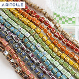 Japanese Ceramic Retro Square Beads DIY Jewelry Bracelet Necklace Accessories