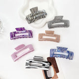 Large Hollow Stripe Marbling Hair Claw Clips For Ladies