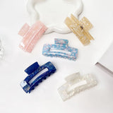 Large Hollow Stripe Marbling Hair Claw Clips For Ladies