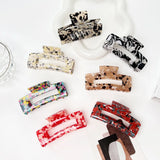 Large Hollow Stripe Marbling Hair Claw Clips For Ladies
