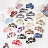Large Hollow Stripe Marbling Hair Claw Clips For Ladies