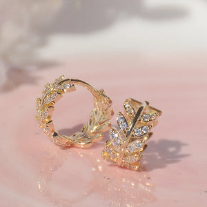 Ins Leaves Circle Earring For Women 14k Real Temperament Buckle Earrings