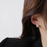 Ins Leaves Circle Earring For Women 14k Real Temperament Buckle Earrings