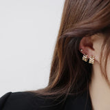 Ins Leaves Circle Earring For Women 14k Real Temperament Buckle Earrings