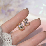 Ins Leaves Circle Earring For Women 14k Real Temperament Buckle Earrings