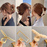 Pearl Big Claw Clip Metal Square Hairpins