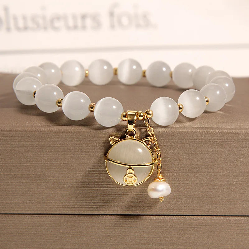 Cat's Eye Crystal Bracelet Freshwater Pearl