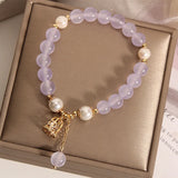Freshwater Pearl Bracelet Single Ring Women's Purple Chalcedony