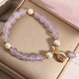 Freshwater Pearl Bracelet Single Ring Women's Purple Chalcedony