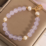 Freshwater Pearl Bracelet Single Ring Women's Purple Chalcedony