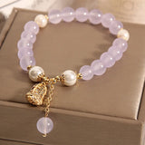 Freshwater Pearl Bracelet Single Ring Women's Purple Chalcedony