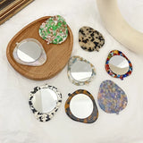 Leaf-shaped Hand-held Makeup Mirror Acetic Acid Small Oval Mirror