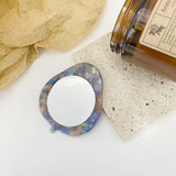 Leaf-shaped Hand-held Makeup Mirror Acetic Acid Small Oval Mirror