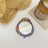 Leaf-shaped Hand-held Makeup Mirror Acetic Acid Small Oval Mirror