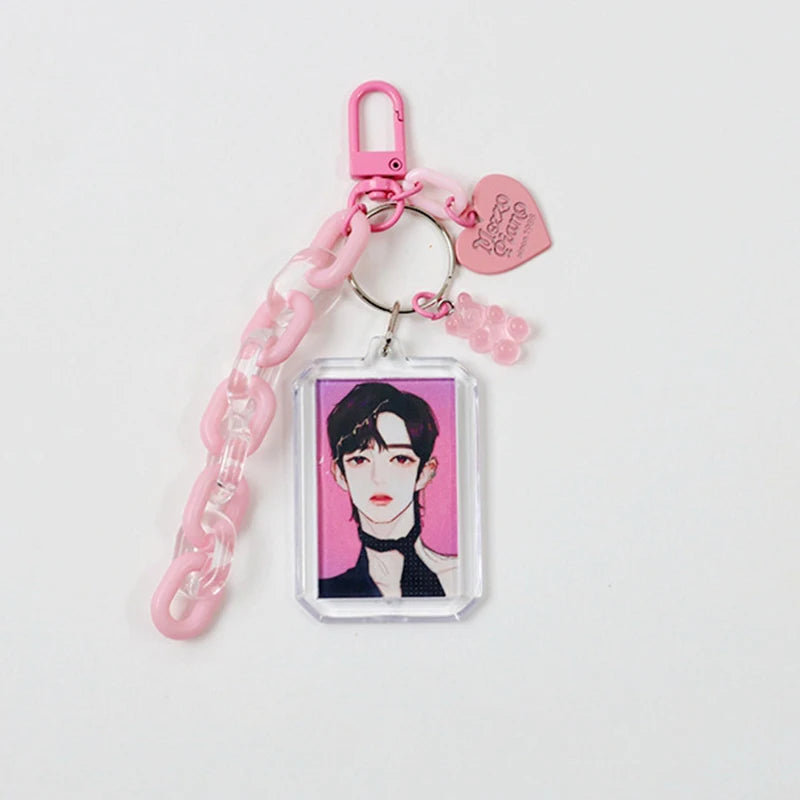 DIY Bear Keychain Photo Holder Korea Idol Star Pendant Acrylic Frame